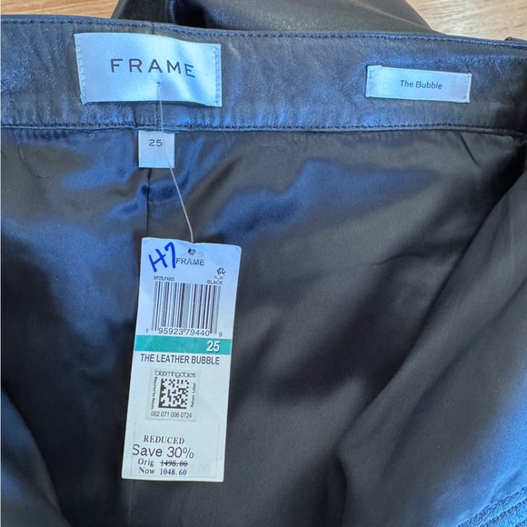 FRAME Denim Black Leather The Bubble Size 25 High-Waist Luxury Designer NWT - Picture 8 of 13